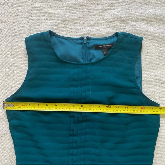 BANANA  Republic Teal Pleated Peplum Tank Top Size 6 - Picture 4 of 13